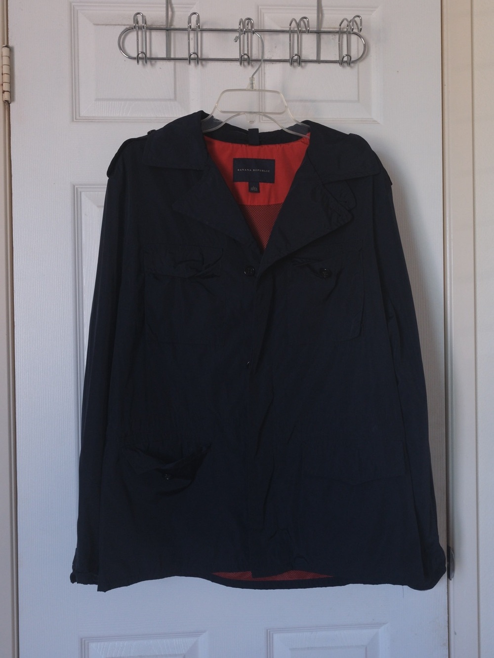 Banana Republic Navy Short Button Front Jacket Lightweight Lined Pockets L